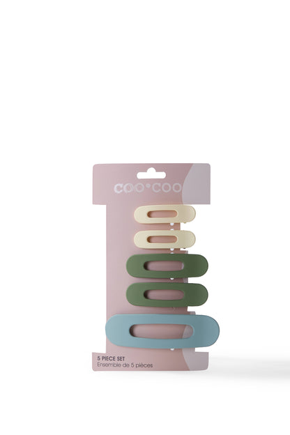 5 PC Jumbo Barettes - Sage/Eucalyptus