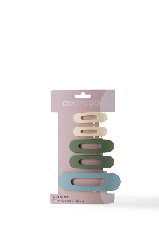 5 PC Jumbo Barettes - Sage/Eucalyptus