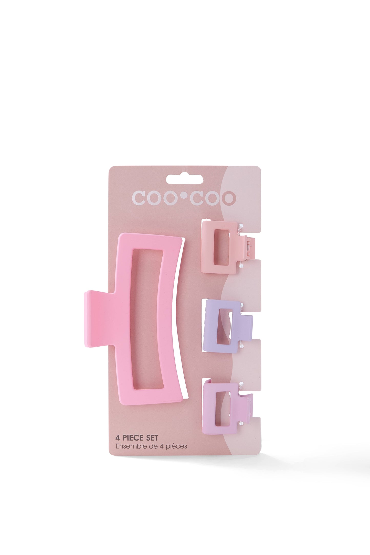4 PC Assorted Size Square Matte Claw - Petal Pink