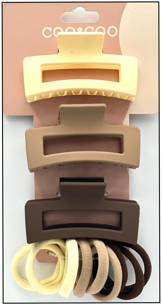 12 PC Tri-Color Claws & Elastic Pack - Cappuccino