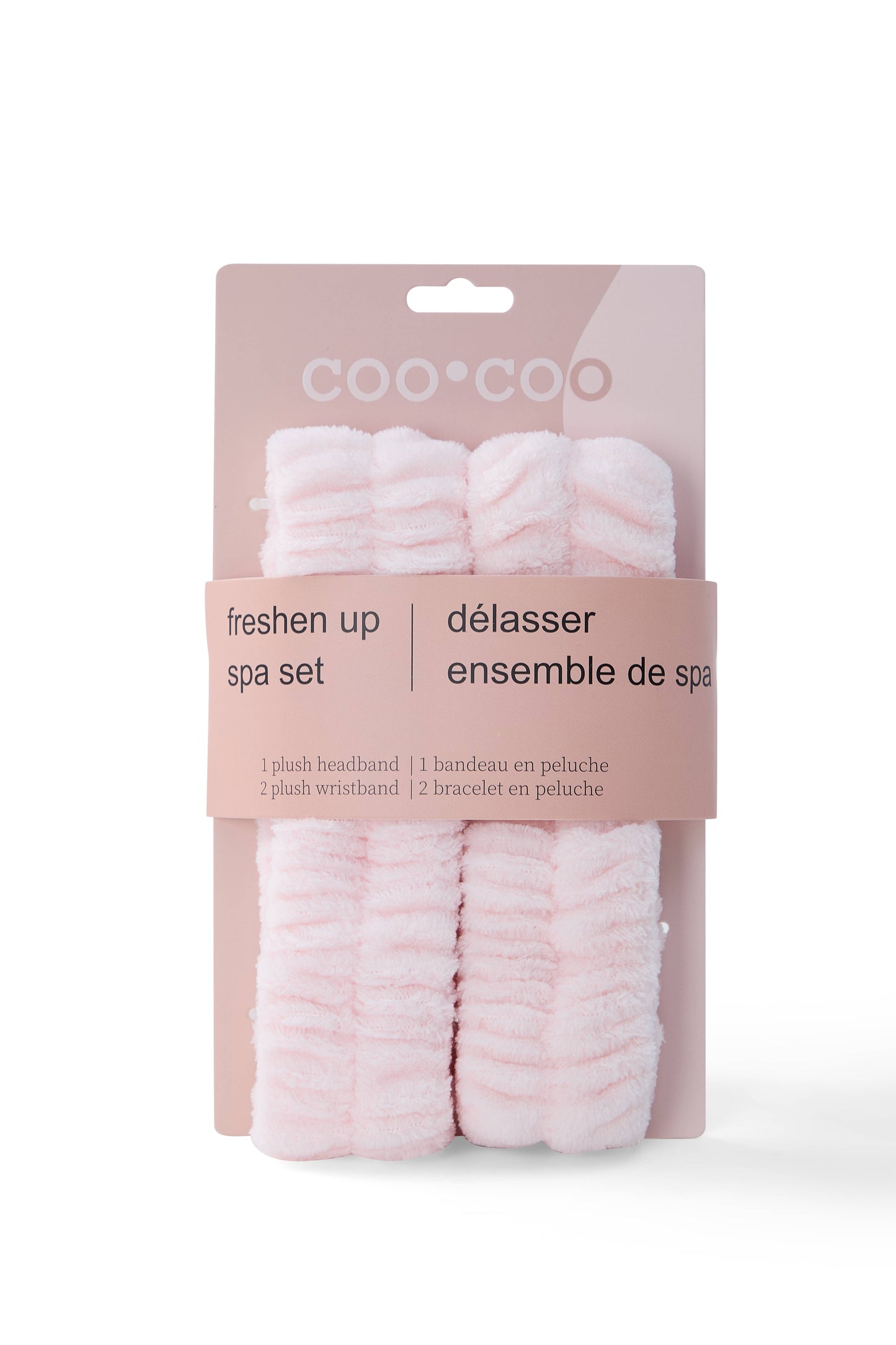 3 PC 'Freshen Up' Fuzzy Headwrap + Wristband Set - Bubblegum