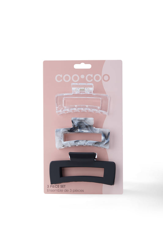3 PC 'Acrylic Finish' Square Claws - Onyx Black